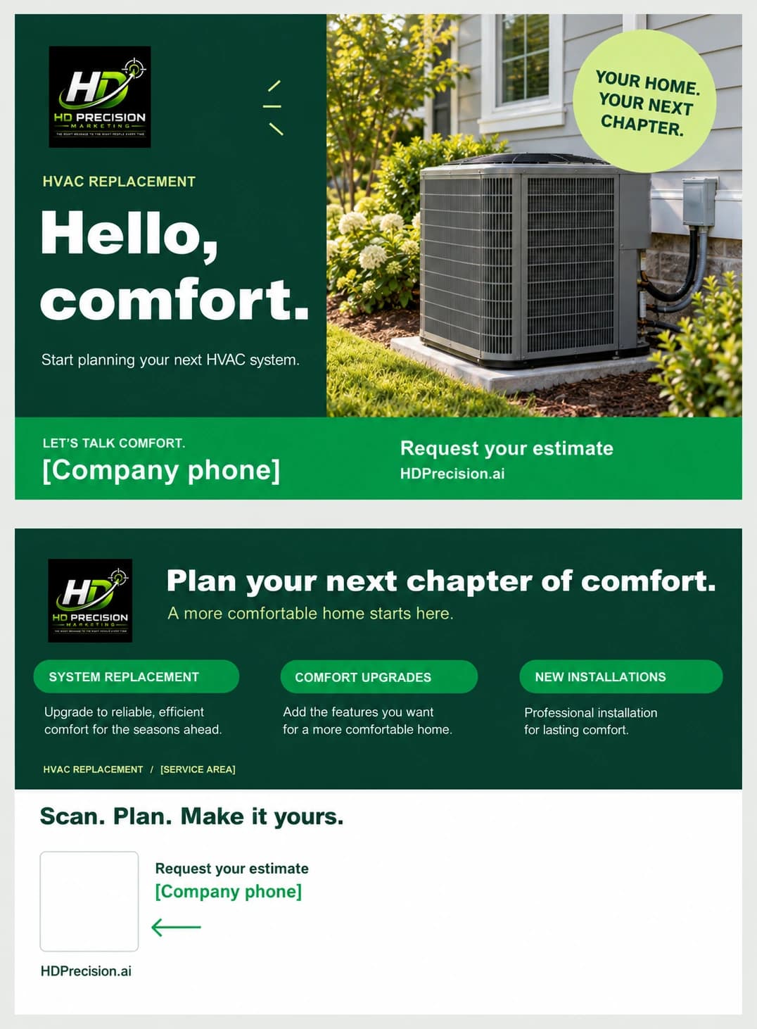 Illustrative hvac replacement postcard front