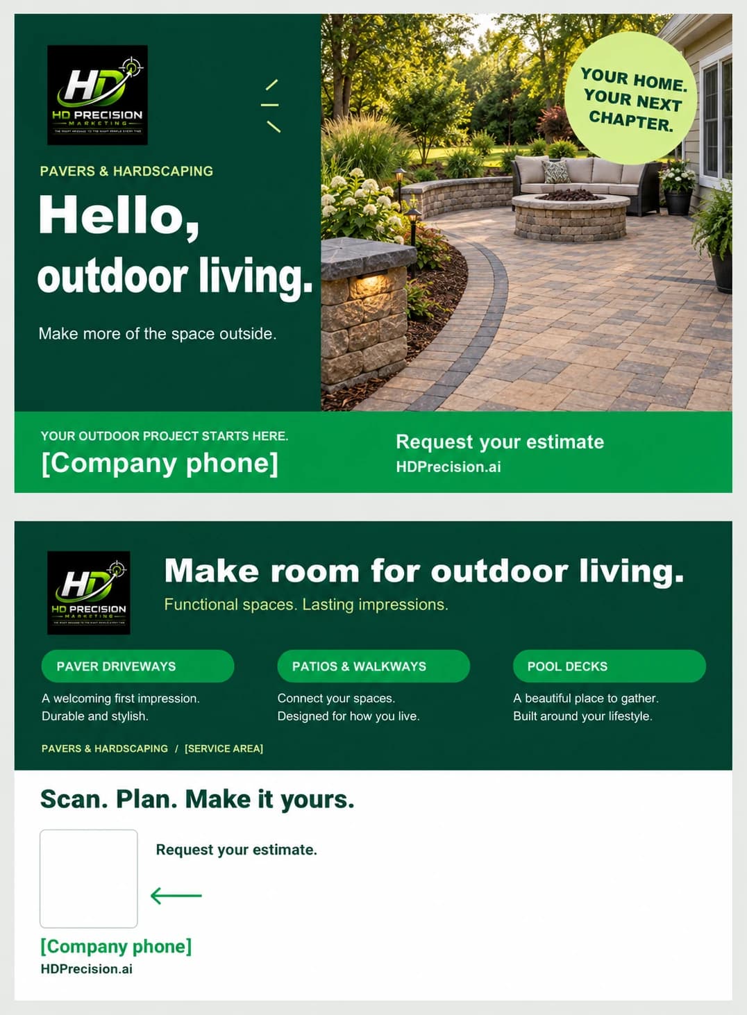 Illustrative pavers & hardscaping postcard front