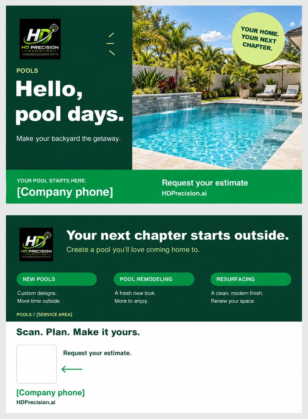 Illustrative pools postcard front