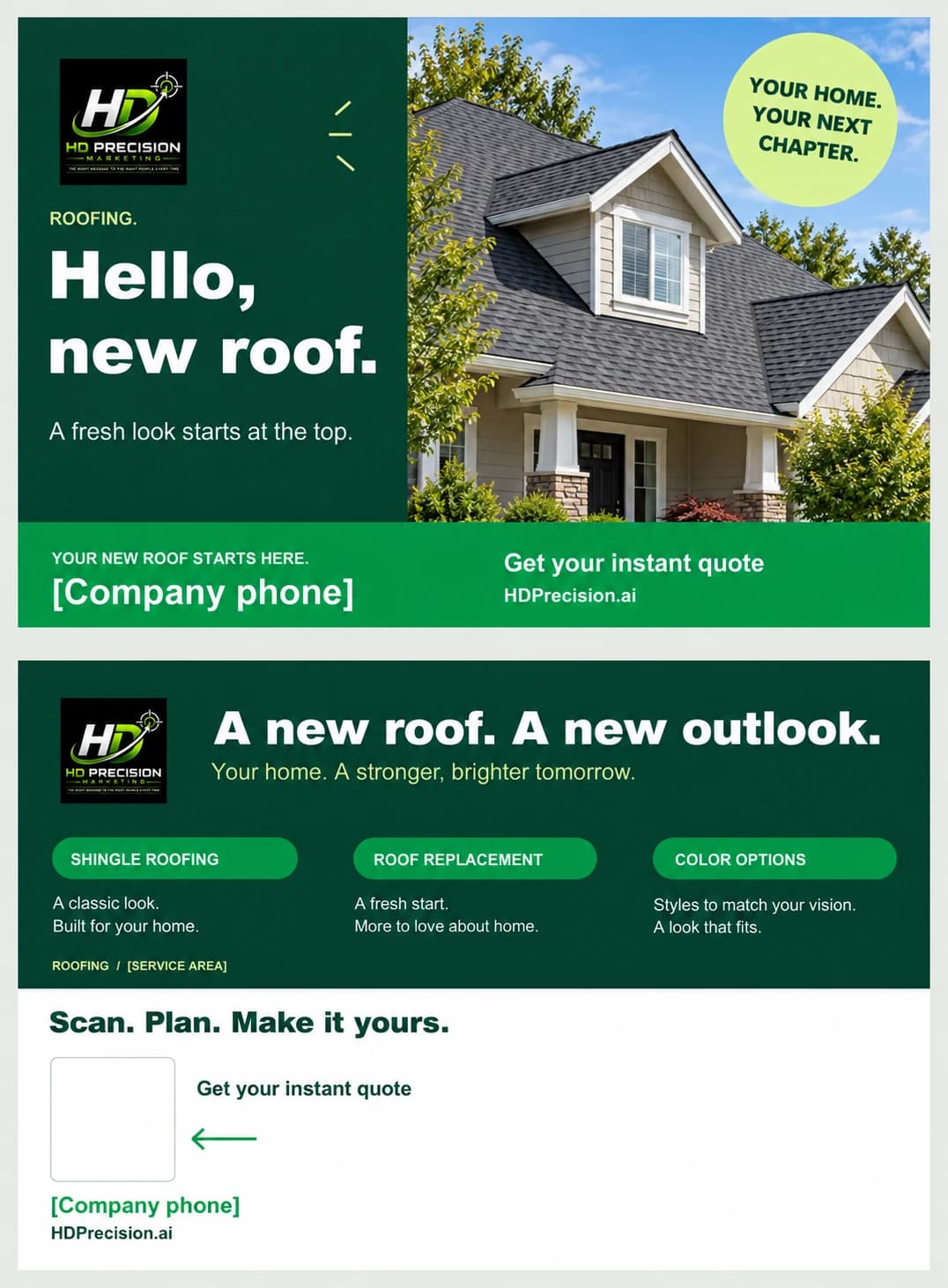 Illustrative roofing postcard front