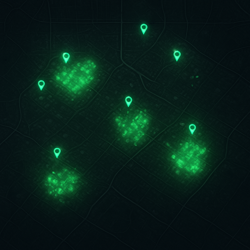 Market Map showing clusters of high-opportunity homes across a service territory